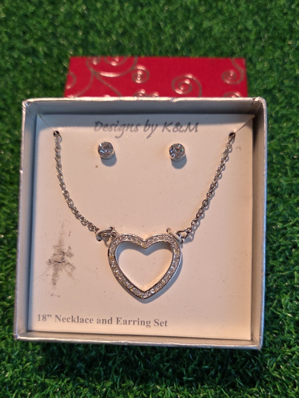 ❤️ Silver Heart Necklace and Earring Set - Silver